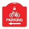 Signmission Parking W/ Lock Cycle & Left Arrow, Red & White Aluminum Sign, 18" x 18", RW-1818-23474 A-DES-RW-1818-23474 - alternate 1